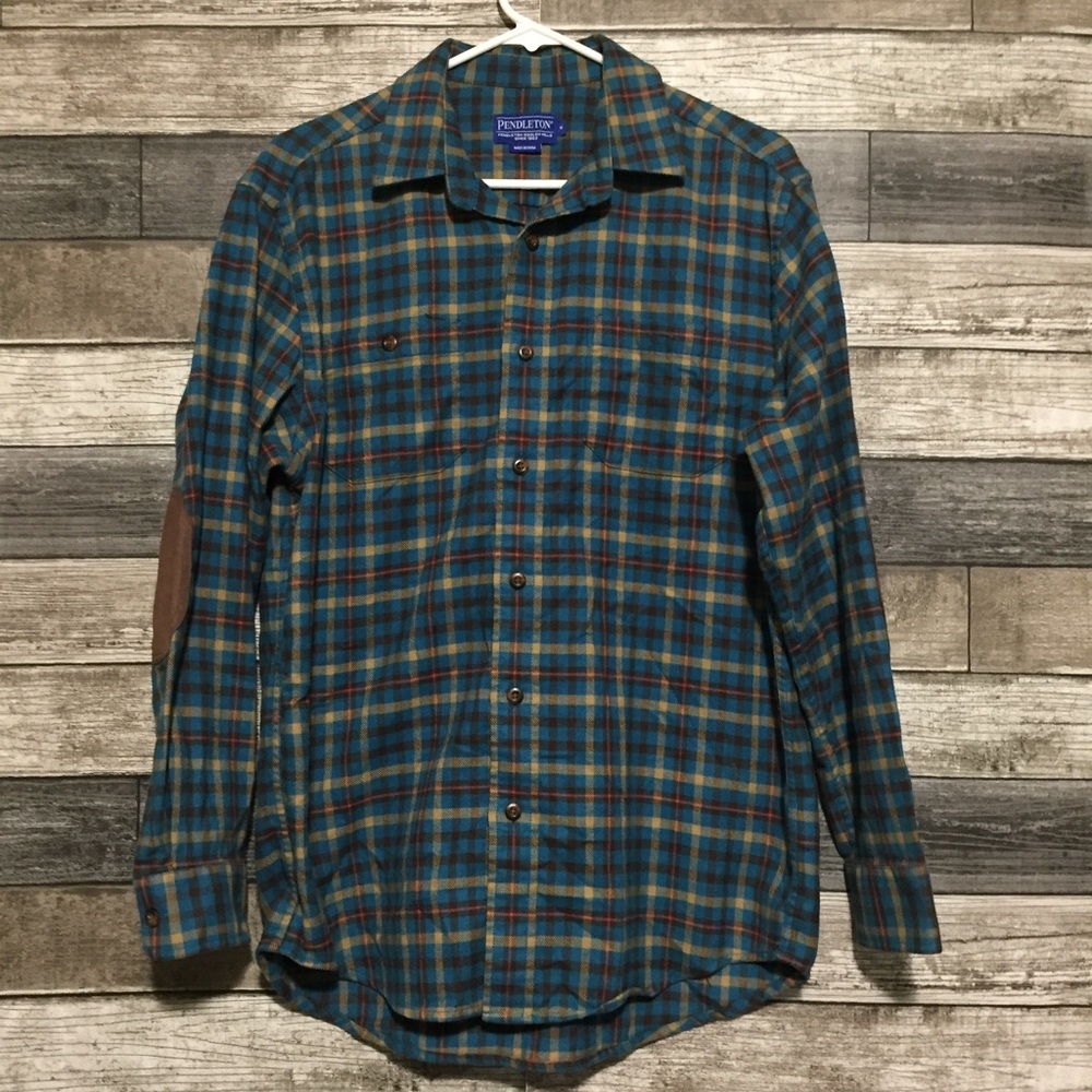 Pendleton Plaid Flannel Elbow Patch Button Up Shi… - image 3